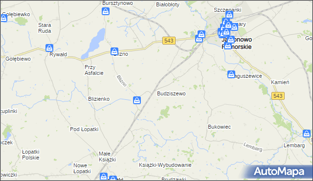 mapa Budziszewo gmina Jabłonowo Pomorskie, Budziszewo gmina Jabłonowo Pomorskie na mapie Targeo