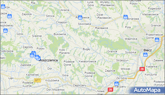 mapa Bugaj gmina Biecz, Bugaj gmina Biecz na mapie Targeo