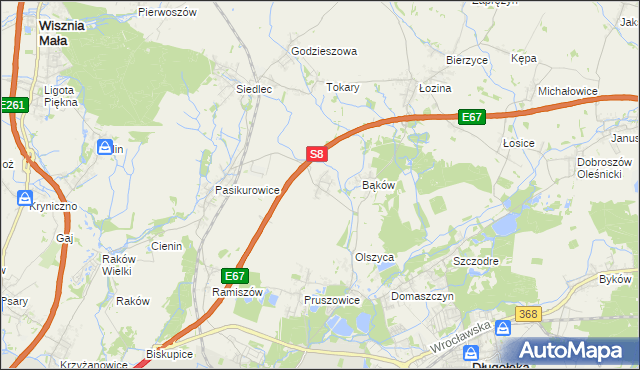 mapa Bukowina gmina Długołęka, Bukowina gmina Długołęka na mapie Targeo