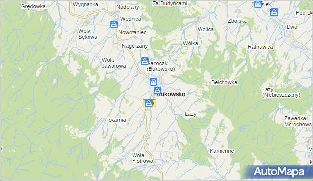 mapa Bukowsko, Bukowsko na mapie Targeo