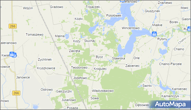 mapa Bycz gmina Piotrków Kujawski, Bycz gmina Piotrków Kujawski na mapie Targeo
