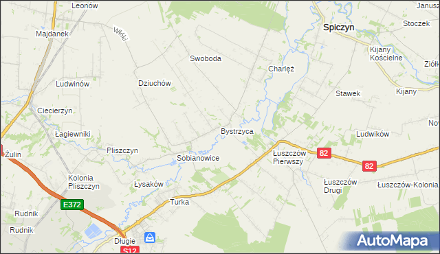 mapa Bystrzyca gmina Wólka, Bystrzyca gmina Wólka na mapie Targeo