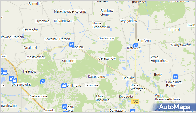 mapa Celestynów gmina Ozorków, Celestynów gmina Ozorków na mapie Targeo