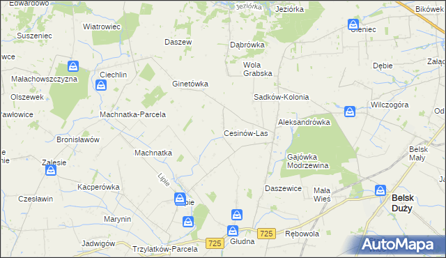 mapa Cesinów-Las, Cesinów-Las na mapie Targeo