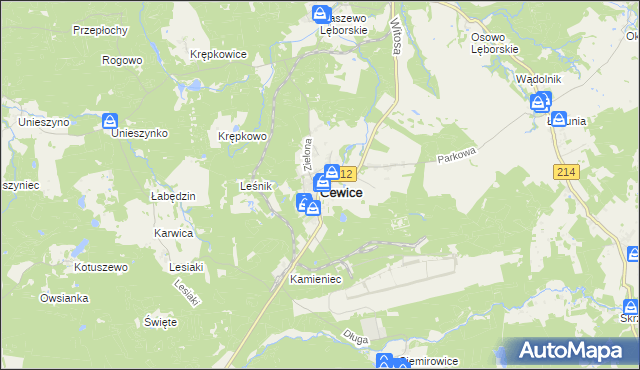 mapa Cewice, Cewice na mapie Targeo
