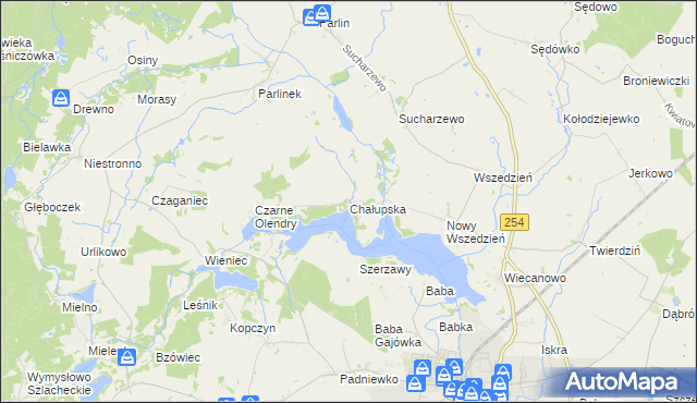 mapa Chałupska gmina Mogilno, Chałupska gmina Mogilno na mapie Targeo