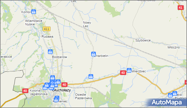 mapa Charbielin gmina Głuchołazy, Charbielin gmina Głuchołazy na mapie Targeo