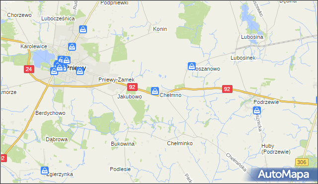 mapa Chełmno gmina Pniewy, Chełmno gmina Pniewy na mapie Targeo