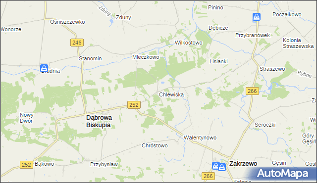 mapa Chlewiska gmina Dąbrowa Biskupia, Chlewiska gmina Dąbrowa Biskupia na mapie Targeo
