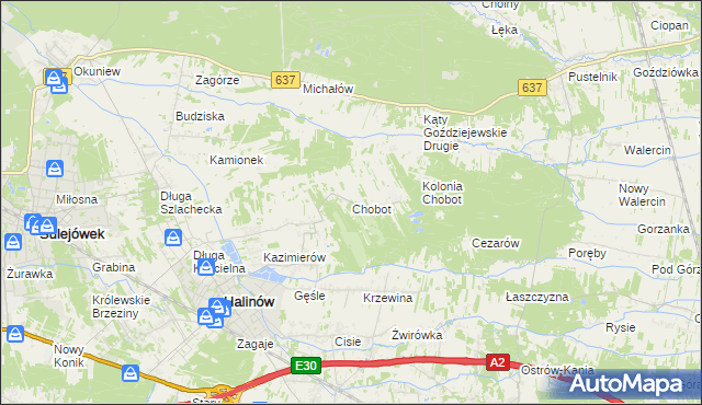 mapa Chobot gmina Halinów, Chobot gmina Halinów na mapie Targeo