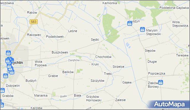 mapa Chochołów gmina Żychlin, Chochołów gmina Żychlin na mapie Targeo