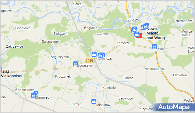 mapa Chocicza gmina Nowe Miasto nad Wartą, Chocicza gmina Nowe Miasto nad Wartą na mapie Targeo