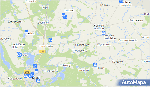 mapa Chociszewo gmina Skoki, Chociszewo gmina Skoki na mapie Targeo