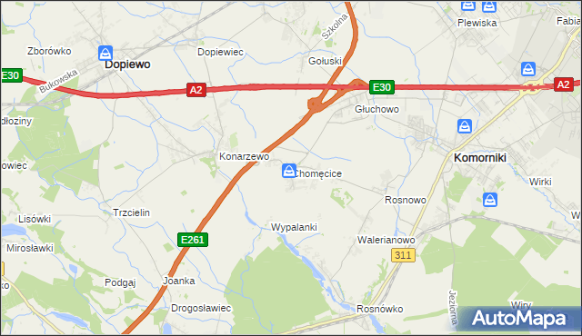 mapa Chomęcice, Chomęcice na mapie Targeo