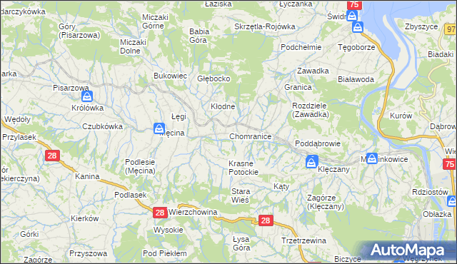 mapa Chomranice, Chomranice na mapie Targeo