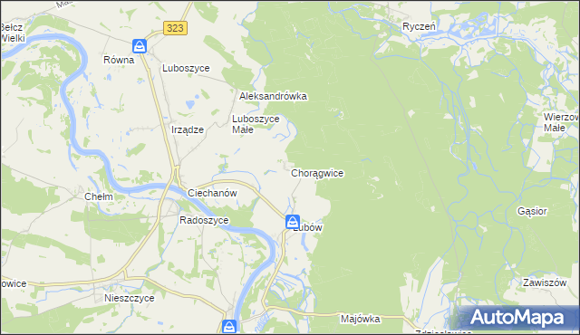mapa Chorągwice, Chorągwice na mapie Targeo