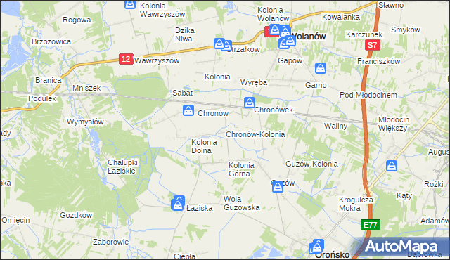 mapa Chronów-Kolonia, Chronów-Kolonia na mapie Targeo