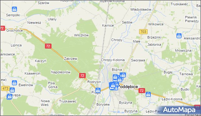 mapa Chropy-Kolonia, Chropy-Kolonia na mapie Targeo