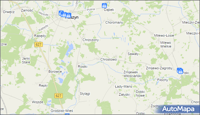 mapa Chrostowo gmina Troszyn, Chrostowo gmina Troszyn na mapie Targeo