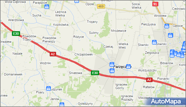 mapa Chrząstów Wielki, Chrząstów Wielki na mapie Targeo