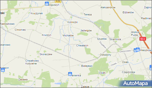 mapa Chwalęcin gmina Nowe Miasto nad Wartą, Chwalęcin gmina Nowe Miasto nad Wartą na mapie Targeo