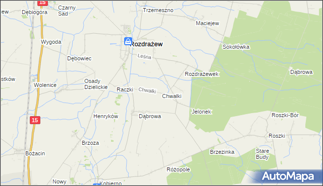 mapa Chwałki gmina Rozdrażew, Chwałki gmina Rozdrażew na mapie Targeo