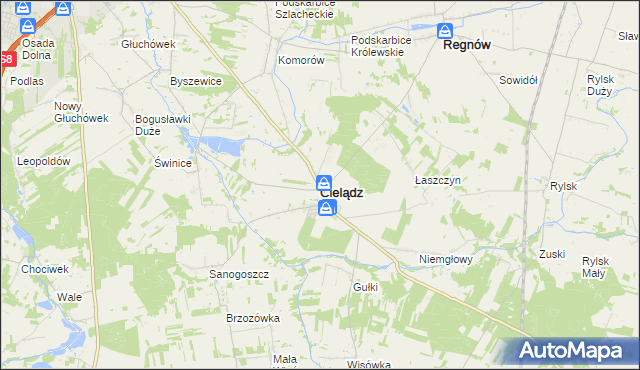 mapa Cielądz, Cielądz na mapie Targeo