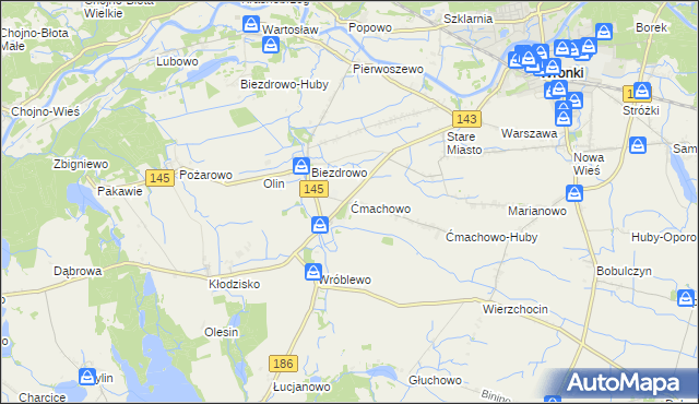 mapa Ćmachowo, Ćmachowo na mapie Targeo