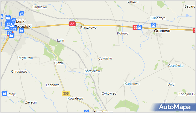 mapa Cykówko, Cykówko na mapie Targeo