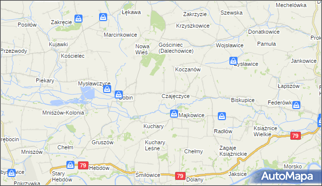 mapa Czajęczyce, Czajęczyce na mapie Targeo