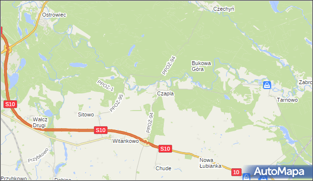 mapa Czapla, Czapla na mapie Targeo