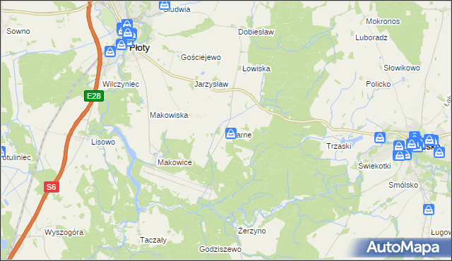mapa Czarne gmina Płoty, Czarne gmina Płoty na mapie Targeo