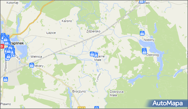 mapa Czarne Małe gmina Czaplinek, Czarne Małe gmina Czaplinek na mapie Targeo