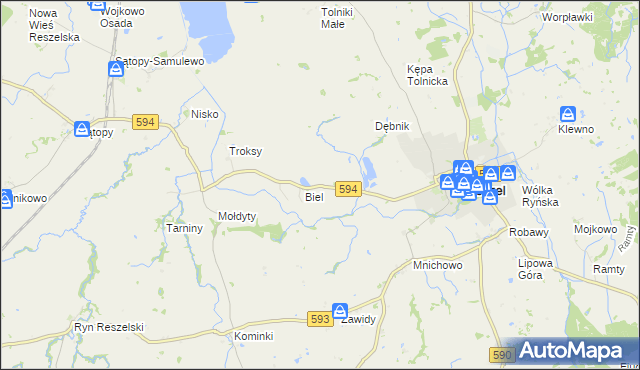 mapa Czarnowiec gmina Reszel, Czarnowiec gmina Reszel na mapie Targeo