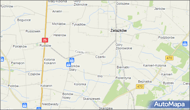 mapa Czartki gmina Żelazków, Czartki gmina Żelazków na mapie Targeo