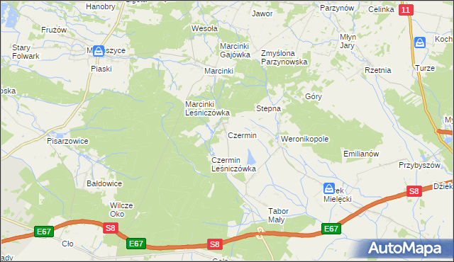 mapa Czermin gmina Bralin, Czermin gmina Bralin na mapie Targeo