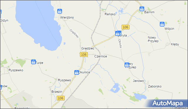 mapa Czernice gmina Pyrzyce, Czernice gmina Pyrzyce na mapie Targeo
