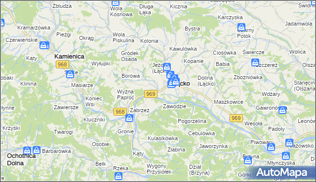 mapa Czerniec gmina Łącko, Czerniec gmina Łącko na mapie Targeo
