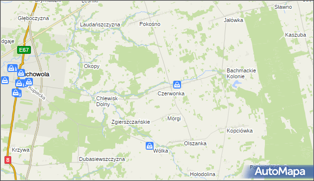 mapa Czerwonka gmina Suchowola, Czerwonka gmina Suchowola na mapie Targeo
