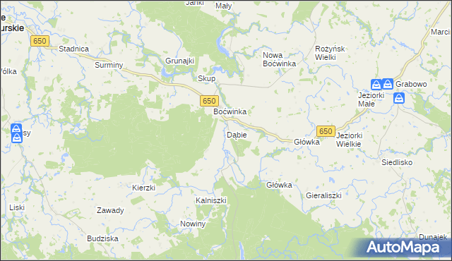 mapa Dąbie gmina Gołdap, Dąbie gmina Gołdap na mapie Targeo