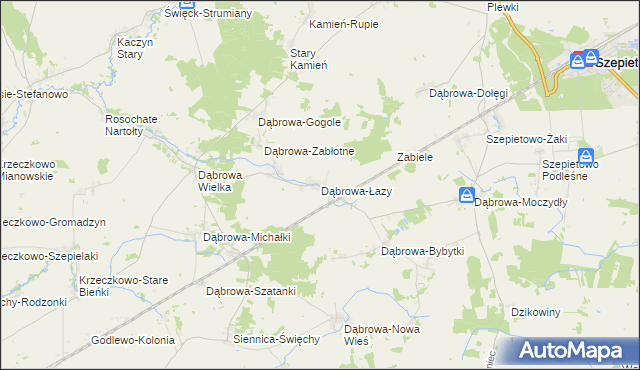 mapa Dąbrowa-Łazy gmina Szepietowo, Dąbrowa-Łazy gmina Szepietowo na mapie Targeo