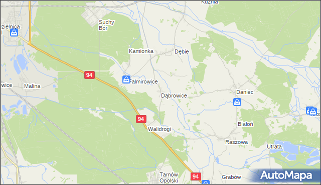 mapa Dąbrowice gmina Chrząstowice, Dąbrowice gmina Chrząstowice na mapie Targeo