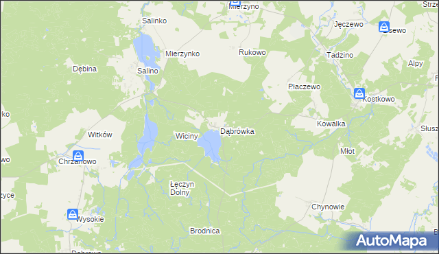 mapa Dąbrówka gmina Gniewino, Dąbrówka gmina Gniewino na mapie Targeo