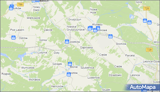 mapa Dąbrówka gmina Krasocin, Dąbrówka gmina Krasocin na mapie Targeo