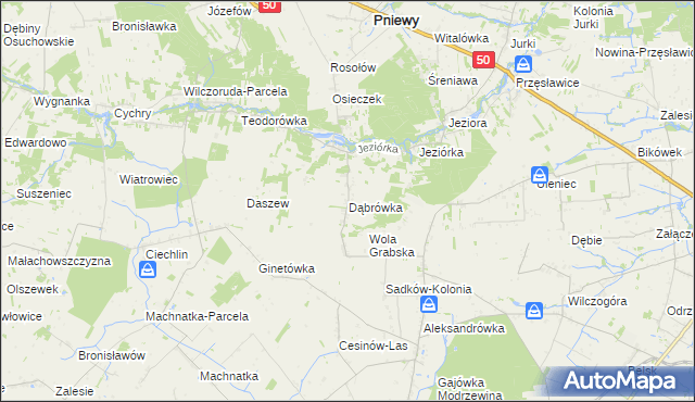 mapa Dąbrówka gmina Pniewy, Dąbrówka gmina Pniewy na mapie Targeo