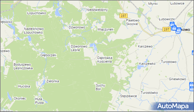 mapa Dąbrówka Kościelna gmina Kiszkowo, Dąbrówka Kościelna gmina Kiszkowo na mapie Targeo