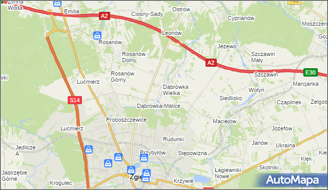 mapa Dąbrówka-Sowice, Dąbrówka-Sowice na mapie Targeo