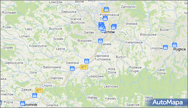 mapa Dąbrówka Tuchowska, Dąbrówka Tuchowska na mapie Targeo