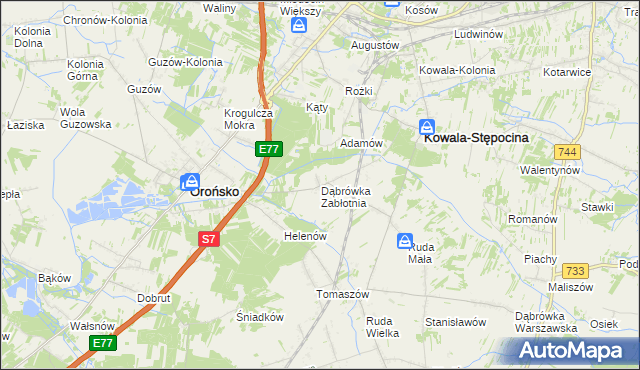 mapa Dąbrówka Zabłotnia, Dąbrówka Zabłotnia na mapie Targeo