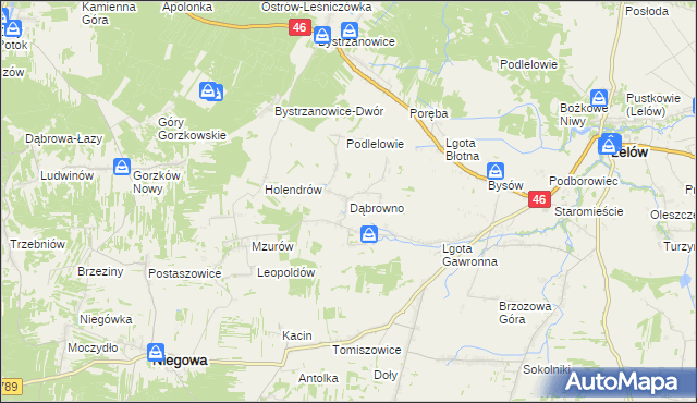 mapa Dąbrowno gmina Niegowa, Dąbrowno gmina Niegowa na mapie Targeo